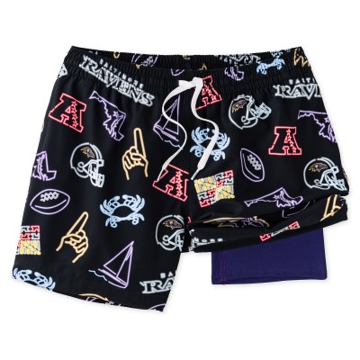 Baltimore Ravens Chubbies Black The Neon 5.5 Classic Lined Swim Trunks