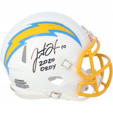 Justin Herbert Los Angeles Chargers Autographed Fanatics Authentic Riddell Speed Mini Helmet with 2020 OROY Inscription Justin Herbert Los Angeles Chargers Autographed Fanatics Authentic Riddell Speed Mini Helmet with 2020 OROY Inscription