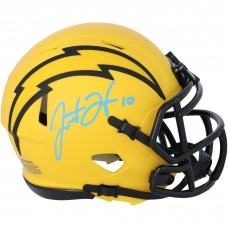 Justin Herbert Los Angeles Chargers Autographed Fanatics Authentic Riddell Rave Speed Mini Helmet Justin Herbert Los Angeles Chargers Autographed Fanatics Authentic Riddell Rave Speed Mini Helmet