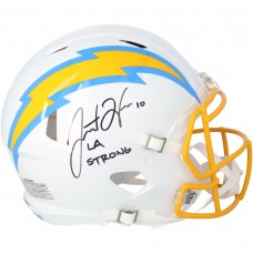 Justin Herbert Los Angeles Chargers Autographed Fanatics Authentic Riddell Speed Authentic Helmet with LA Strong Inscription