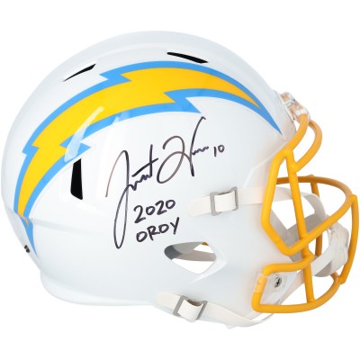 Justin Herbert Los Angeles Chargers Autographed Fanatics Authentic Riddell Speed Replica Helmet with 2020 OROY Inscription