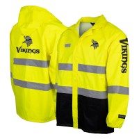 Minnesota Vikings Yellow Hi-Vis Safety Waterproof Rainshell Full-Zip Hooded Jacket