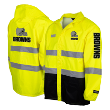Куртка Cleveland Browns Yellow Hi-Vis Safety Waterproof Rainshell Full-Zip Hooded