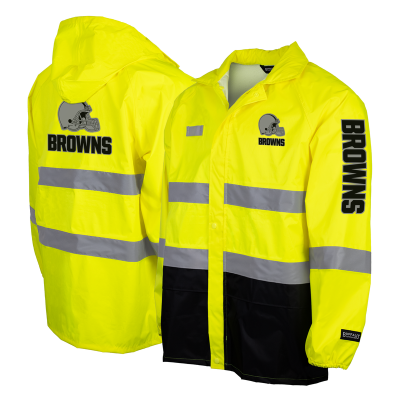 Куртка Cleveland Browns Yellow Hi-Vis Safety Waterproof Rainshell Full-Zip Hooded