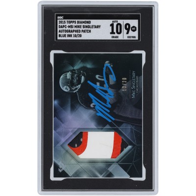 Mike Singletary Chicago Bears Autographed 2015 Topps Diamond 3 Color Relic Blue Ink #DAPC-MSI #10/20 SGC Authenticated 9/10 Card