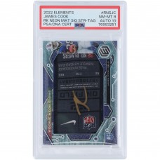 James Cook Buffalo Bills Autographed 2022 Panini Elements Laundry Tag Relic #RNS-JC #4/5 PSA Authenticated 8/10 Rookie Card