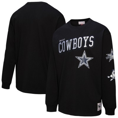Футболка с длинным рукавом Dallas Cowboys Mitchell & Ness Black Training Camp Vintage Logos