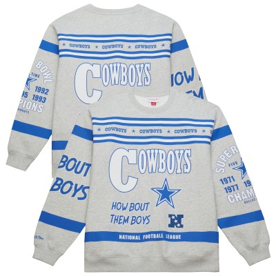 Кофта Dallas Cowboys Mitchell & Ness Heather Gray All Over Print Retro Fleece