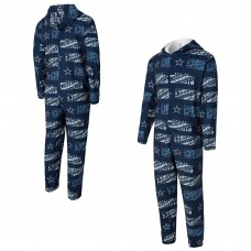 Dallas Cowboys Concepts Sport Navy Shuffle All-Over-Print Microfleece Full-Zip Union Suit Dallas Cowboys Concepts Sport Navy Shuffle All-Over-Print Microfleece Full-Zip Union Suit