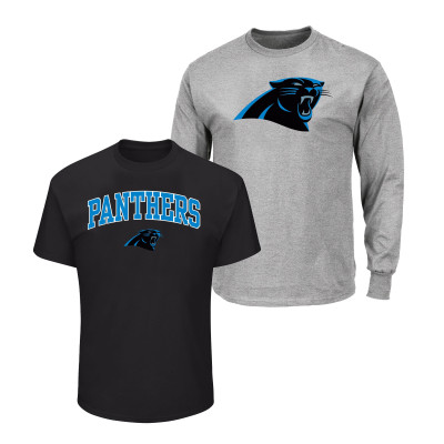 Футболка Carolina Panthers Fanatics Black/Heather Gray Big & Tall 2-Pack Set