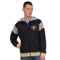 New Orleans Saints Pro Player Black/Gold Helmet Full-Zip Hooded Track Jacket