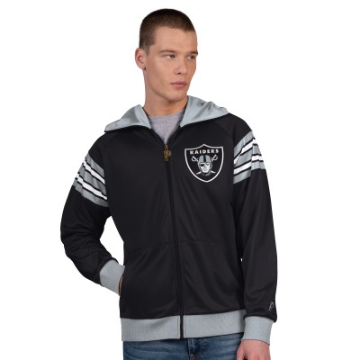 Las Vegas Raiders Pro Player Black/Silver Helmet Hoodie Full-Zip Track Jacket