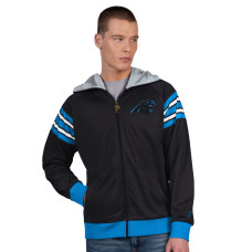 Куртка Carolina Panthers Pro Black/Silver Helmet Full-Zip Hooded Track Куртка Carolina Panthers Pro Black/Silver Helmet Full-Zip Hooded Track