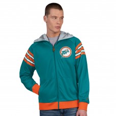 Miami Dolphins Pro Player Aqua/Coral Retro Helmet Full-Zip Hooded Track Jacket