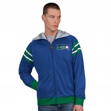 Seattle Seahawks Pro Player Royal/Green Retro Helmet Full-Zip Hooded Track Jacket