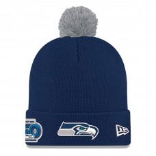 Seattle Seahawks New Era College Navy 50th Season Cuffed Pom Knit Hat