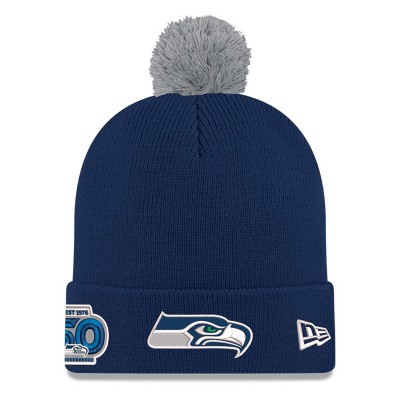Seattle Seahawks New Era College Navy 50th Season Cuffed Pom Knit Hat