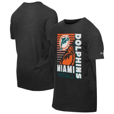 Футболка Miami Dolphins New Era Black Retro Logo Enzyme Washed Oversized