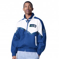 Seattle Seahawks Pro Player White/Royal Tape II Lightweight Full-Zip Jacket Seattle Seahawks Pro Player White/Royal Tape II Lightweight Full-Zip Jacket