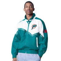 Miami Dolphins Pro Player White/Aqua Tape II Lightweight Full-Zip Jacket