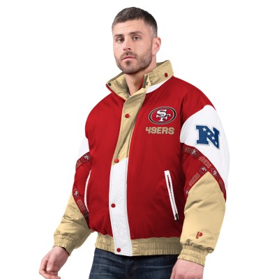 San Francisco 49ers Pro Player Scarlet/Gold Tape Full-Zip Hooded Jacket