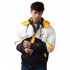 Pittsburgh Steelers Pro Player Black/Gold Shoulder To Shoulder Polyfill Full-Zip Hooded Jacket Pittsburgh Steelers Pro Player Black/Gold Shoulder To Shoulder Polyfill Full-Zip Hooded Jacket