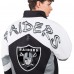 Las Vegas Raiders Pro Player Black/Silver Shoulder To Shoulder Polyfill Full-Zip Hooded Jacket