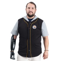 Pittsburgh Steelers G-III Sports by Carl Banks Black Adaptive Home Team Magnetic Button-Up Top