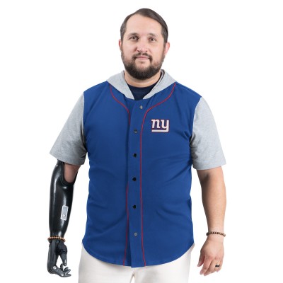 New York Giants G-III Sports by Carl Banks Royal Adaptive Home Team Magnetic Button-Up Top