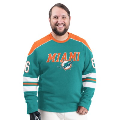 Miami Dolphins G-III Sports by Carl Banks Aqua Adaptive Lord Stanley Crewneck Sweatshirt