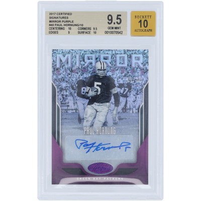 Paul Hornung Green Bay Packers Autographed 2017 Panini Certified Mirror Purple #MS-PH #2/10 BGS Authenticated 9.5/10 Card - 10,9.5,9,10 Subgrades