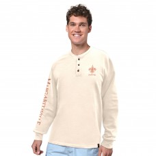 New Orleans Saints Margaritaville Cream Five OClock Henley Long Sleeve T-Shirt New Orleans Saints Margaritaville Cream Five OClock Henley Long Sleeve T-Shirt