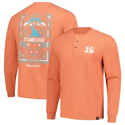 Cincinnati Bengals Margaritaville Coral Five OClock Henley Long Sleeve T-Shirt