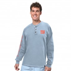 New York Giants Margaritaville Light Blue Five OClock Henley Long Sleeve T-Shirt