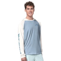 Los Angeles Chargers Margaritaville Light Blue/Cream Sand, Sea, Sunsets Long-Sleeve Rashguard Hoodie Pullover