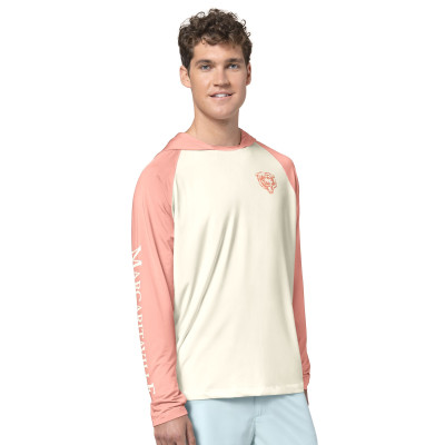 Chicago Bears Margaritaville Cream/Amber Sand, Sea, Sunsets Long-Sleeve Rashguard Hoodie Pullover
