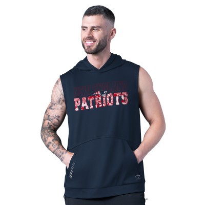 New England Patriots MSX by Michael Strahan Navy Tri-Blend Rebound Sleeveless Hoodie