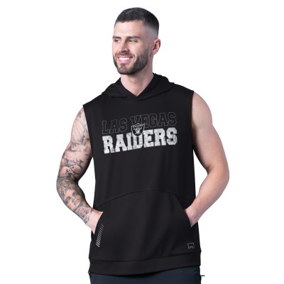 Las Vegas Raiders MSX by Michael Strahan Black Tri-Blend Rebound Sleeveless Hoodie