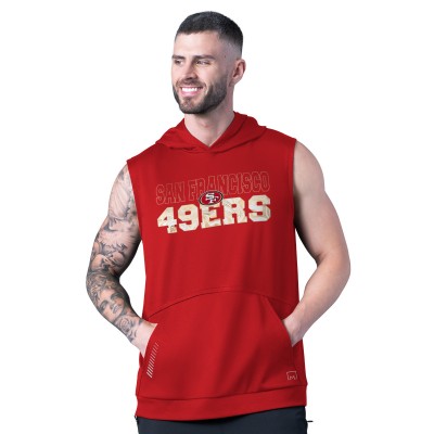 San Francisco 49ers MSX by Michael Strahan Scarlet Tri-Blend Rebound Sleeveless Hoodie