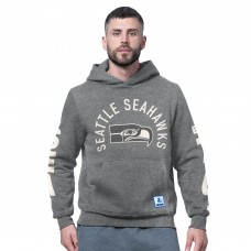 Seattle Seahawks Starter Charcoal Handoff Vintage Logo Fleece Hoodie Sweatshirt