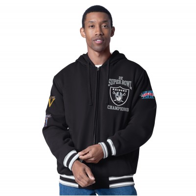 Las Vegas Raiders G-III Sports by Carl Banks Black Power Forward Commemorative Full-Zip Hooded Jacket