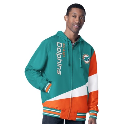 Miami Dolphins G-III Sports by Carl Banks Aqua/Charcoal Dual Threat Reversable Full-Zip Hooded Jacket
