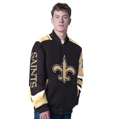 New Orleans Saints G-III Sports by Carl Banks Black Prime Time Full-Zip Racing Jacket