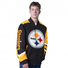 Pittsburgh Steelers G-III Sports by Carl Banks Black Prime Time Full-Zip Racing Jacket