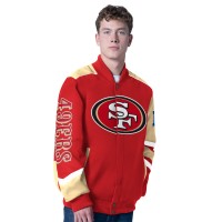 San Francisco 49ers G-III Sports by Carl Banks Scarlet Prime Time Full-Zip Racing Jacket