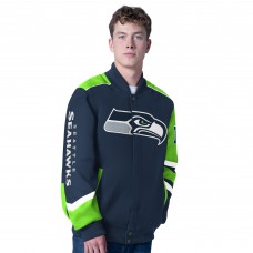 Seattle Seahawks G-III Sports by Carl Banks College Navy Prime Time Full-Zip Racing Jacket