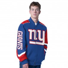 New York Giants G-III Sports by Carl Banks Royal Prime Time Full-Zip Racing Jacket New York Giants G-III Sports by Carl Banks Royal Prime Time Full-Zip Racing Jacket