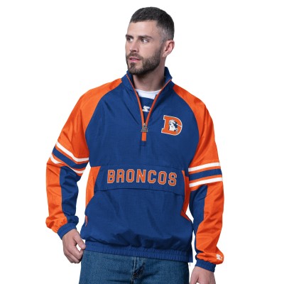 Denver Broncos Starter Royal Vintage Logo Prospect Half-Zip Pullover