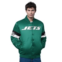 New York Jets Starter Green Triple Option Satin Varsity Full-Snap Jacket