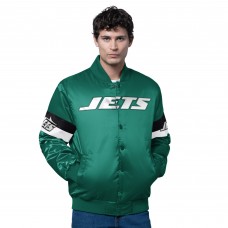 New York Jets Starter Green Triple Option Satin Varsity Full-Snap Jacket New York Jets Starter Green Triple Option Satin Varsity Full-Snap Jacket